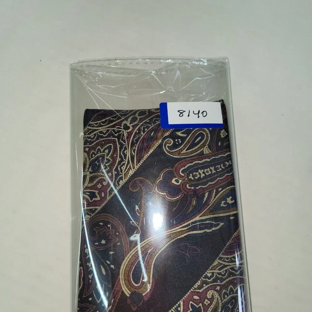 Robert Stock Tie Mens One Size Paisley Print Silk Handmade Necktie Preppy Office